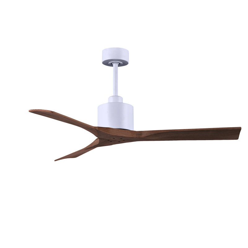 Nan Ceiling Fan In Textured Blades, Matte White, Walnut Tone, 52"