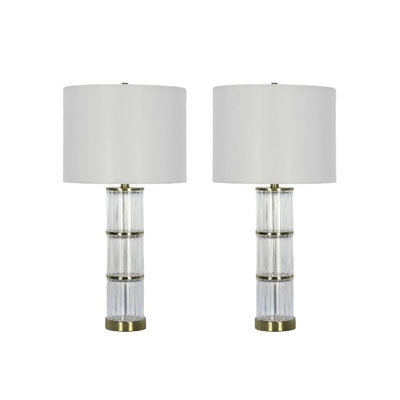 Narve Pair of 27.25" Stacked Fluted Clear Glass Table Lamps