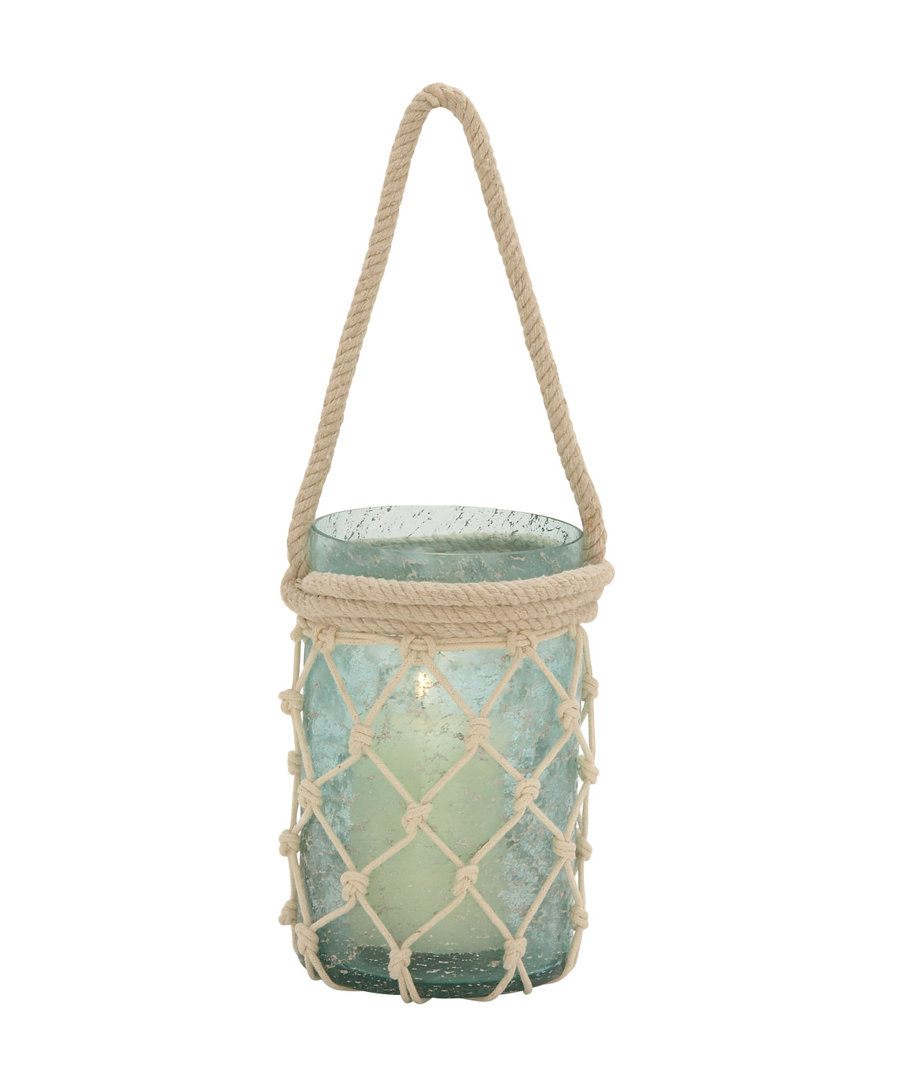 Glass Decorative Indoor Outdoor Candle Lantern with Rope Handle Dovecove 
