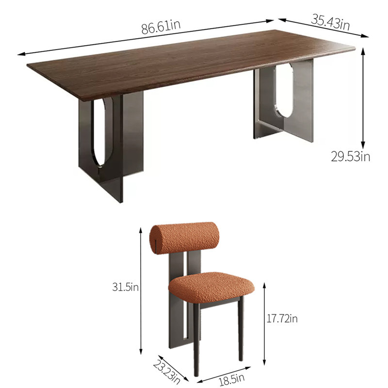 2 6 - Person Solid Wood Top Double Pedestal Dining Set, 29.53"H x 86.61"L x 35.43"W
