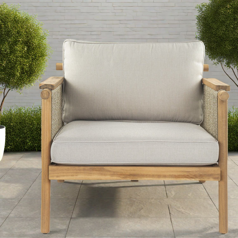 Chaises longues Comfort, chaises de patio modernes en corde de bois d'acacia