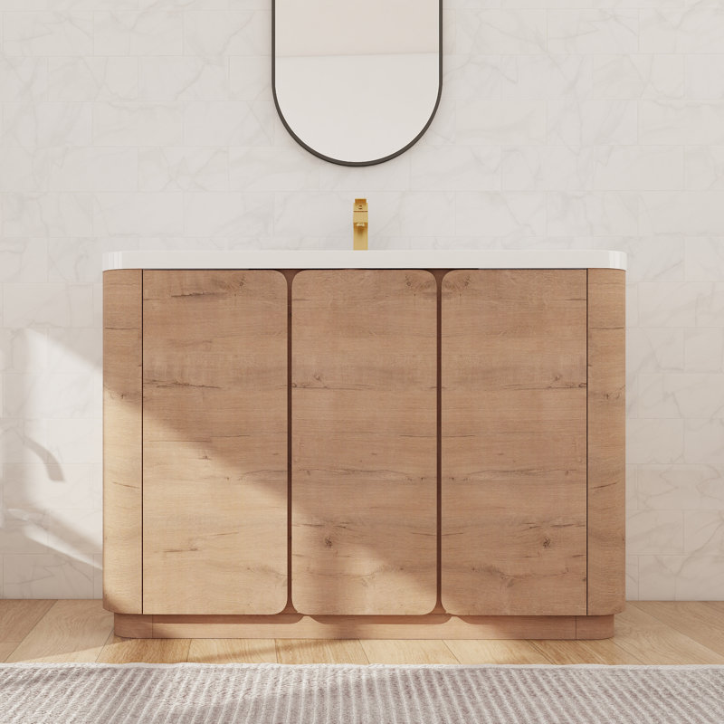 Meuble-lavabo autoportant 48 po avec 2 portes, 2 tablettes et lavabo en résine, 48"