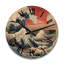 Masterpiece The Red Great Of Kanagawa V - Nautical & Beach Oversized Wood Wall Clock-1802867857