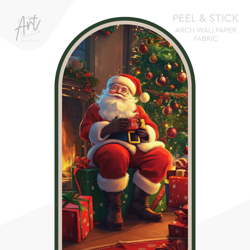 Décalcomanie de Noël, père Noël autocollant non-mural, H 85 po x l 48 po