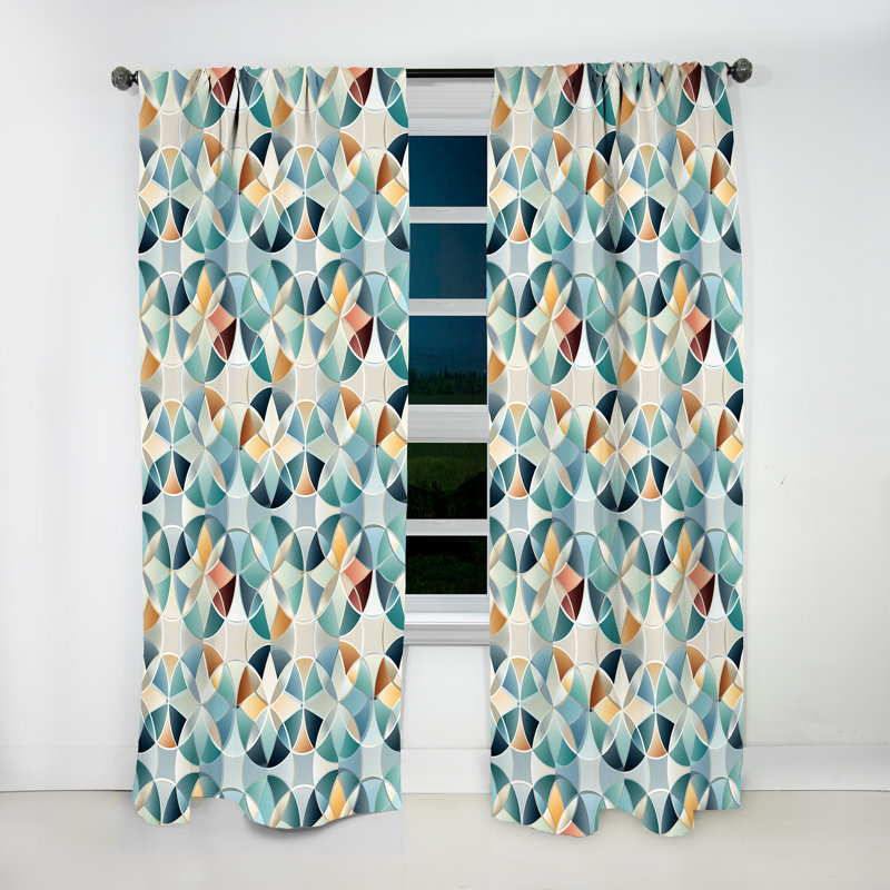Mosaïque moderne bleue et jaune I - Rideau abstrait - Rideau géométrique obscurcissant - 1 panneau, L 52 po x L 63 po