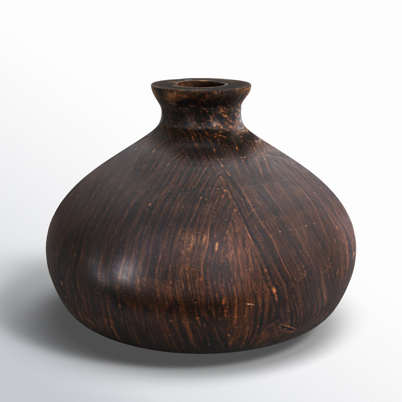 Rodiguez 7.25'' Solid Wood Table Vase, Dark Brown