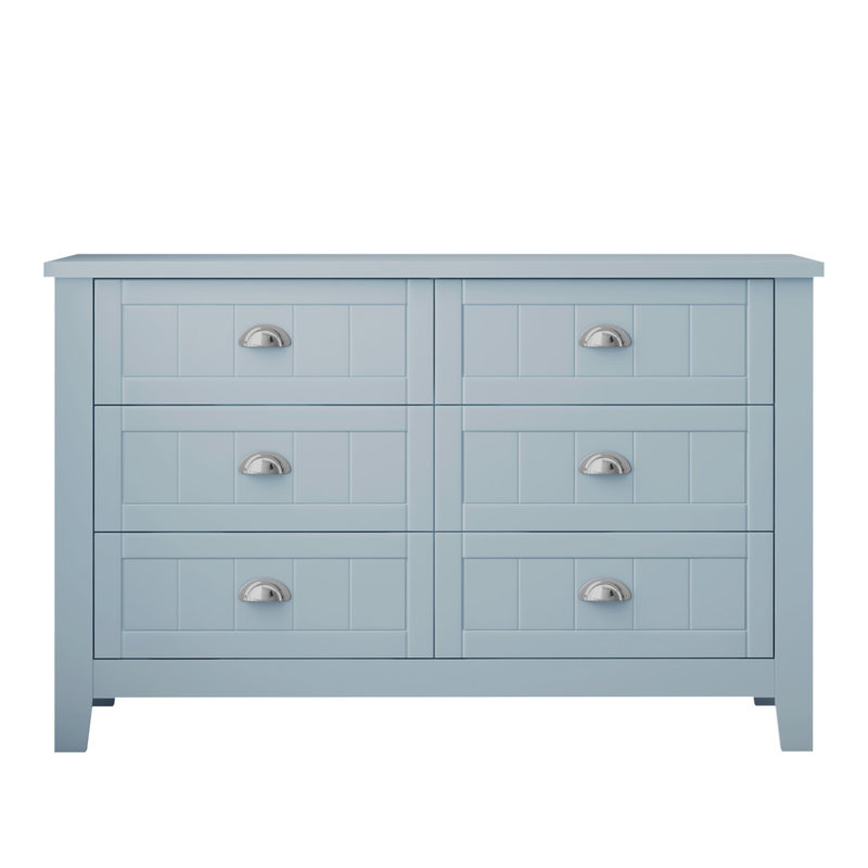 Armoire en bois polyvalente avec fabrication robuste et poignées élégantes, Bleu / gris