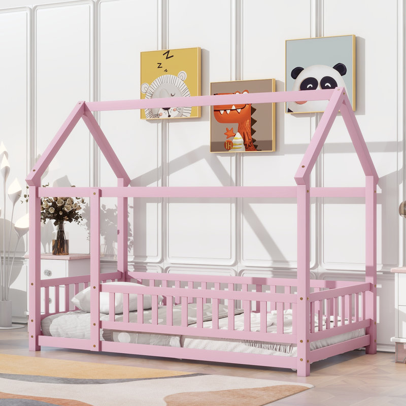 McElhattan Canopy Bed Kids Bed , Twin, Pink
