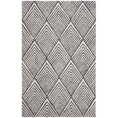Tapis gris anthracite / ivoire en laine touffeté à la main Rossville