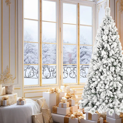 Arbre de Noël 4 pi avec 150 branches blanc chaud, 350 branches enneigées et dures, structure articulée pour une installation simple, base en métal