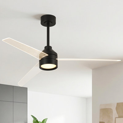 55" Transparent Blade Propeller Dimmable Ceiling Fan With LED Lights And Remote Control
