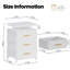 Commode à 3 tiroirs avec tablette ouverte à 2 niveaux, commode avec prise de courant et DEL, commode H 17,32 po pour chambre blanche-1464315075
