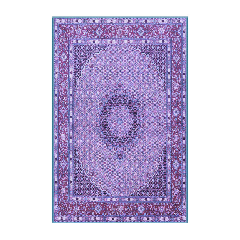 Tapis bleu marine en laine tissé à la machine Jadeveon