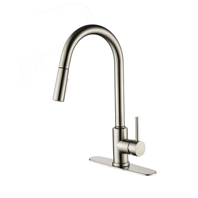 Kitchen Faucet With Pull Down Sprayer, Brushed Nickel, No Sensor
