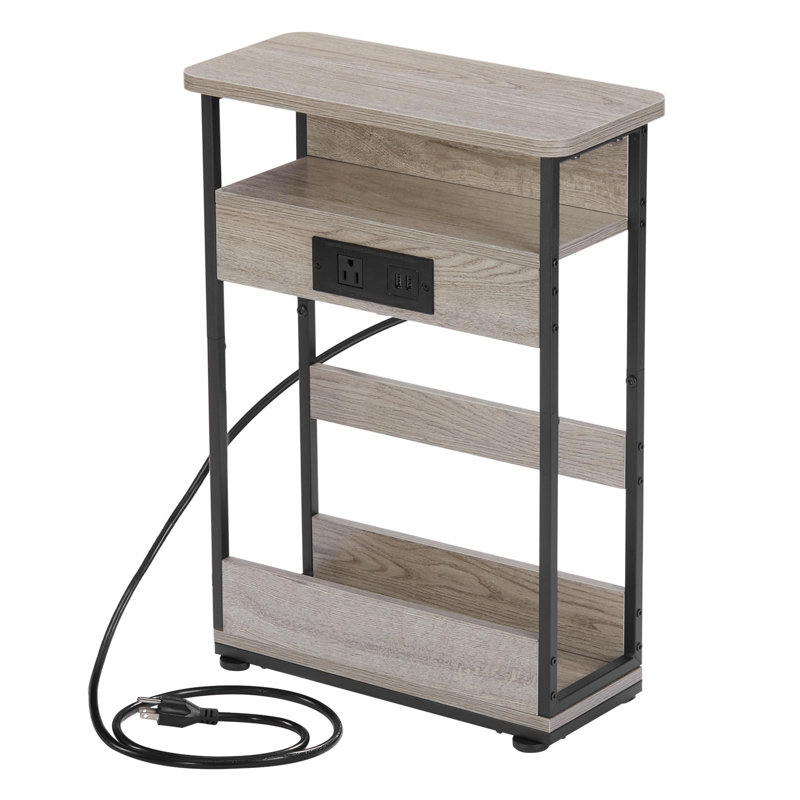 40cm W Metal Bedside Table, Beige