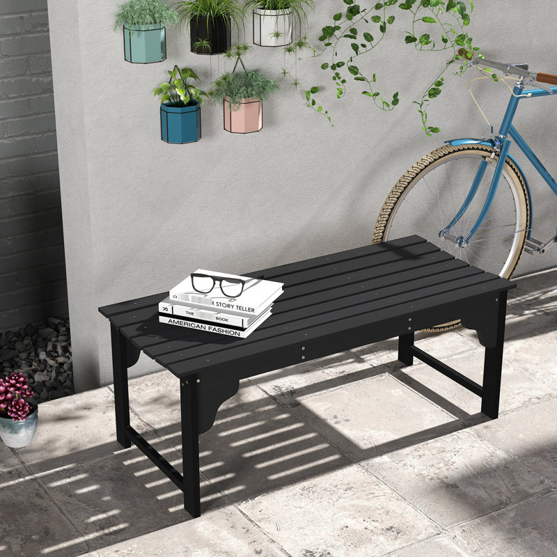 Black Garden Seat, Wooden Outdoor Bench With Slatted Seat. For Conservatory, Balcony. Backless Front Porch Stool. Two, Rustic Grace. Easy Assembly. 550 Lbs Capacity. 45.25" L X 19.75" W 17.75" H