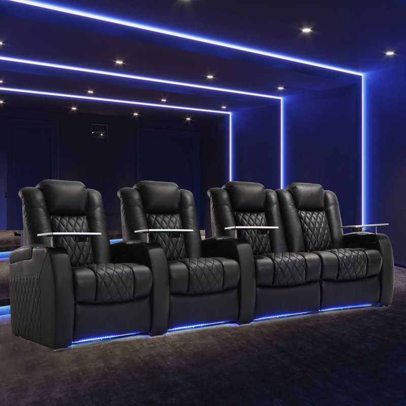 Siège de cinéma individuel en cuir véritable de 112 po de largeur avec porte-gobelet