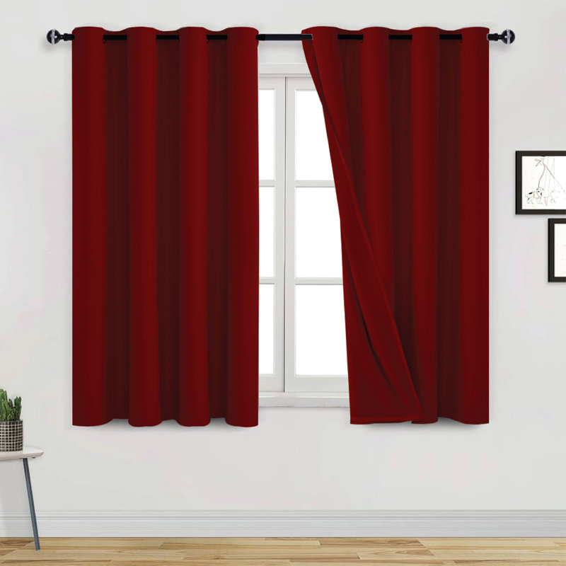 Frasco Blackout Curtain Pair, Red, 167.64cm Width x 228.6cm Drop