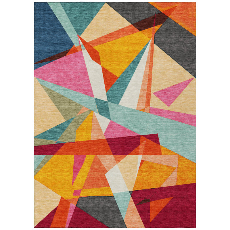 Zexture Orange Washable Indoor-Outdoor Rug - LOOMLAN, 10' x 14'