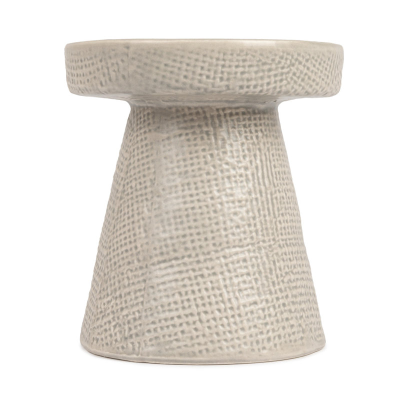 Gray Ceramic Textured Tabletop Candlestick Set