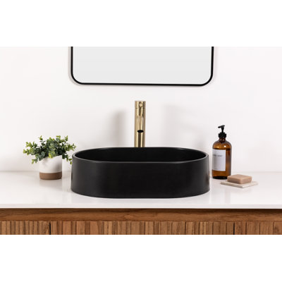 Luna Concrete Vessel Sink, Oval Bathroom Sink