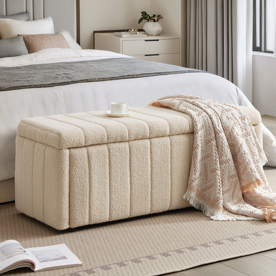 Temon Modern Upholstered Storage Bench with Flip-Top Lid - Frame Entryway Bench for Bedroom with Cushioned Seat Latitude Run® Upholstery 