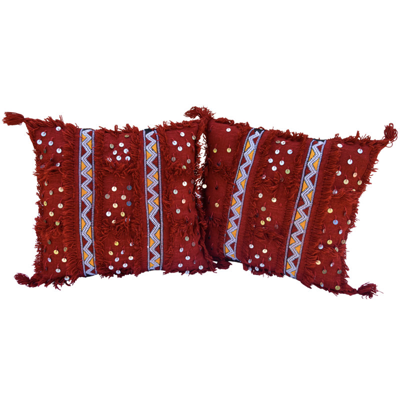 Square Pillow Cover & Insert, Maroon/Orange/Red