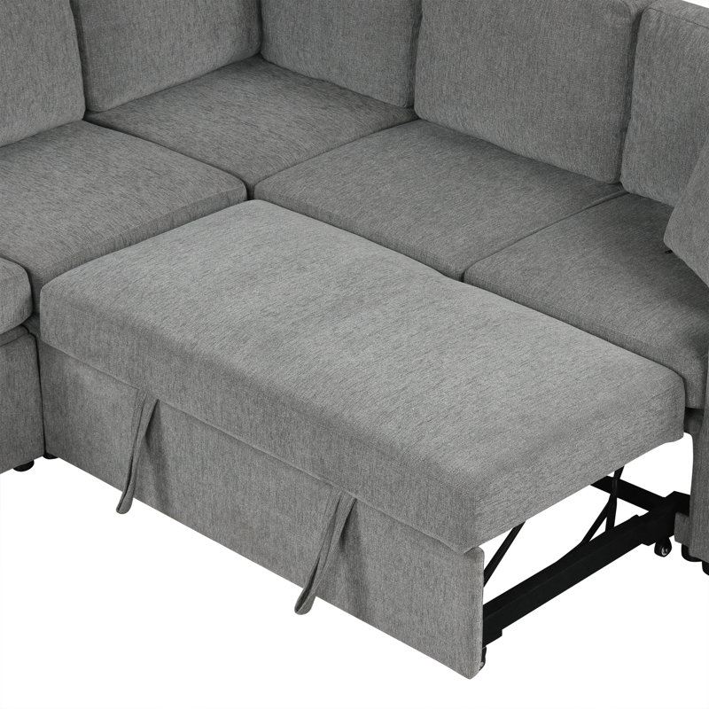  Canapé-lit modulaire convertible en forme de U avec canapé-lit pour le salon, gris, Gris