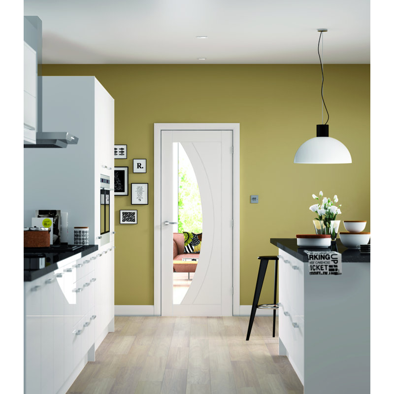 Internal Glazed White Primed Salerno, 2032mm H x 813mm W x 35mm D