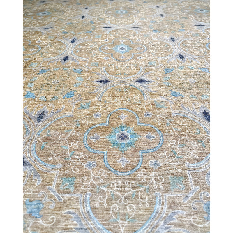 Proprietary Patterns Wool Floral Area Rug in Shoals Tan, Rectangle 9' x 12'