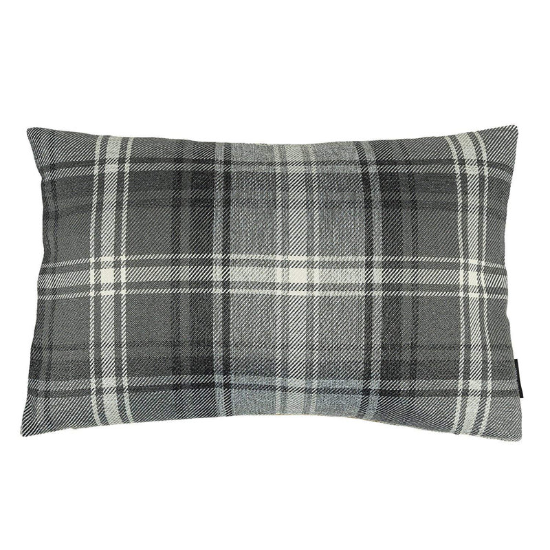 Griffith Plaid Rectangular Throw Pillow Cover, Charcoal Grey, 30 x 50cm