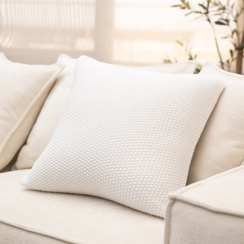 Hammond Square Cotton Pillow Cover, White