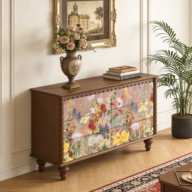Commode d'entrée Mid-Century en bois massif, Brun
