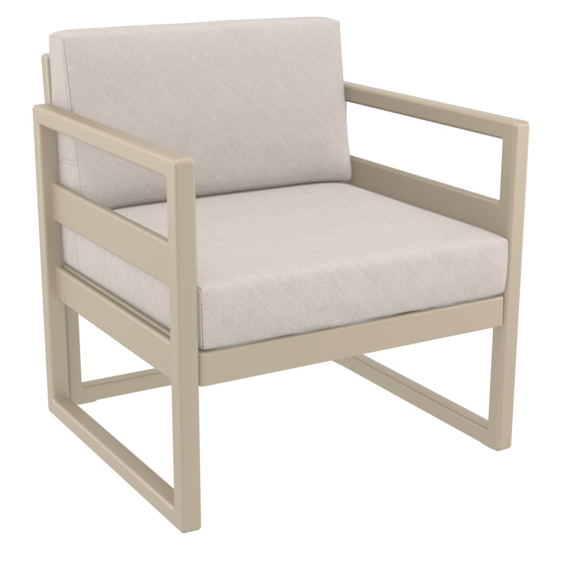 Chaise de patio avec coussins Lane, Taupe, Toile lin Sunbrella®
