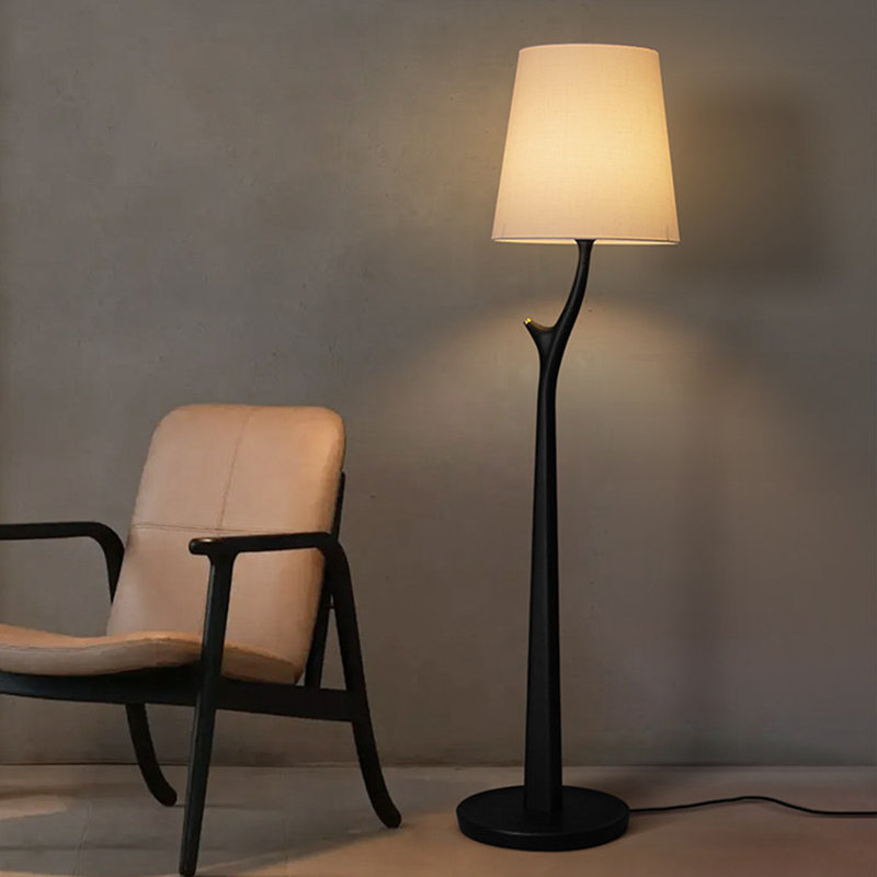 Lampe sur pied en tissu massif avec abat-jour en bois massif Creative Creative sens