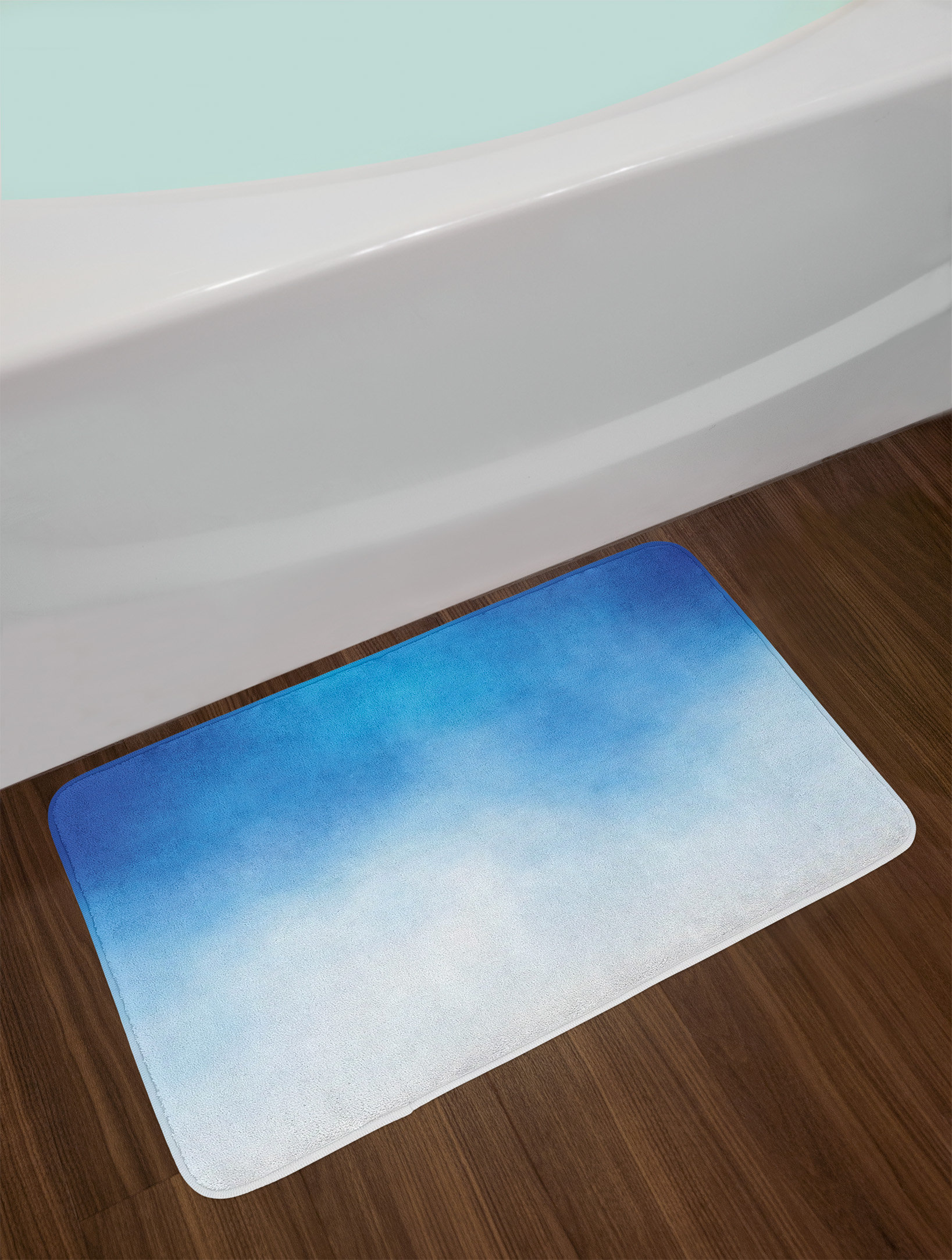 Blue Gray And White Bathroom Rug