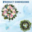 Couronne de printemps artificielle 20 po, décoration de fausse rose réaliste avec base en rotin, porte d'entrée pour la fête des Mères