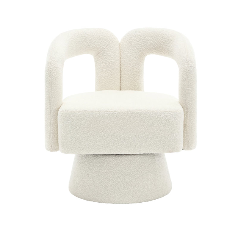 Busra Upholstered Swivel Barrel Chair, Beige