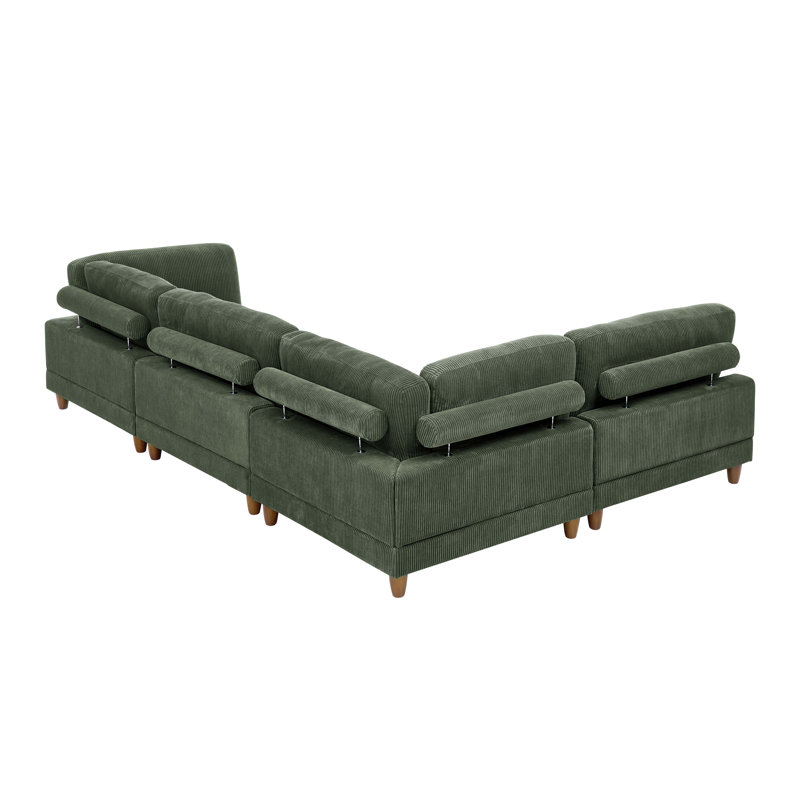 Corduroy Sectional Reversible, Hunter Green Corduroy