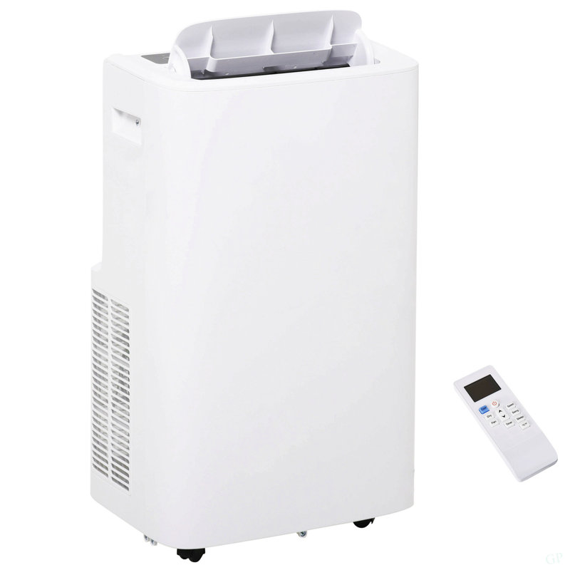 Climatiseur portatif HOMcom 12 000 BTU pour les pièces jusqu'à 549 pieds carrés, climatiseur mobile 4-en-1 avec déshumidificateur, ventilateur de refroidissement, mode veille, télécommande, minuterie 24H, ensemble d'installation de fenêtre, blanc