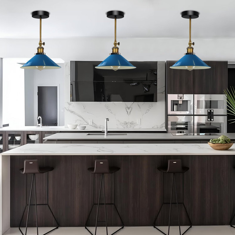 Plafonnier semi-encastré moderne avec abat-jour conique Modern, Bleu