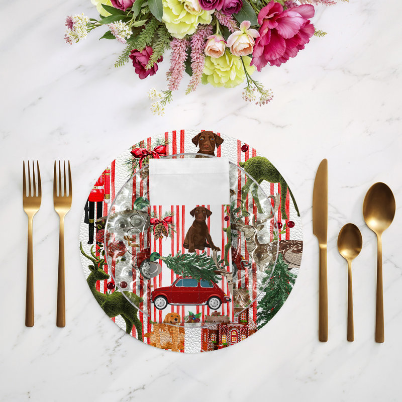  Christmas Cotton Sateen Dinner Napkins, Stripe