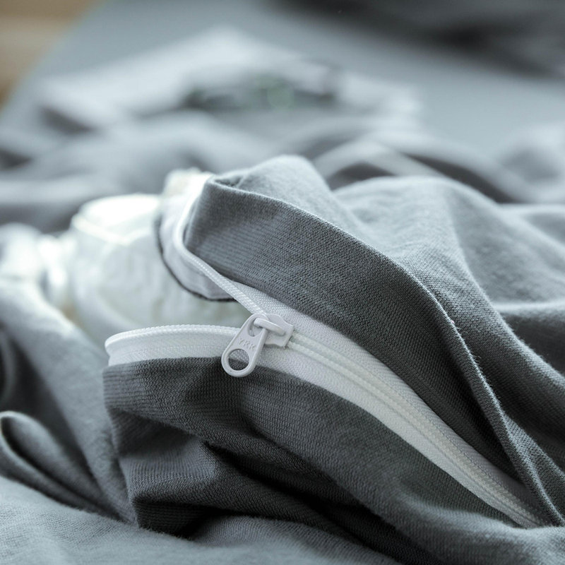 Ensemble de housse de couette 100% coton VCLIFE, Housse de couette grand et 2 taies d'oreiller stan, Dark Grey
