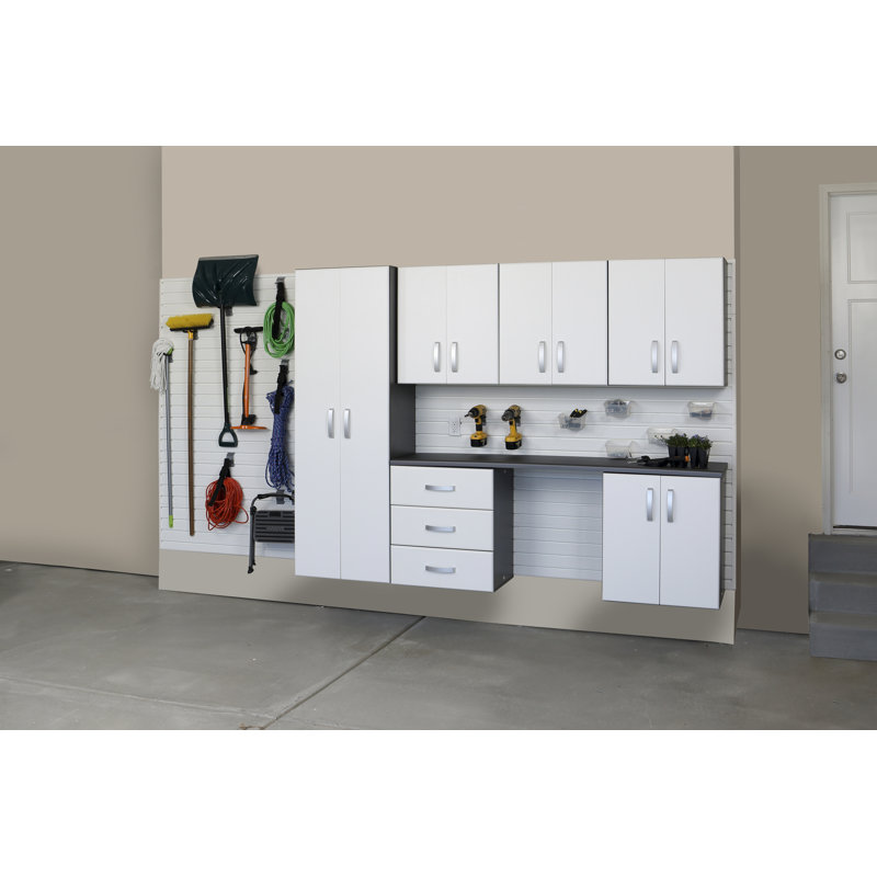 Deluxe 6' H x 8' W x 17" D 7 Piece Cabinet Set, Noir blanc