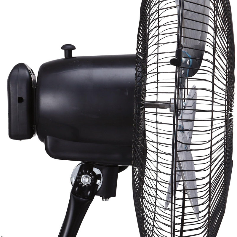 Ventilateur sur pied industriel Kool Zone - Ventilateur sur pied à 3 vitesses à vitesse élevée avec hauteur réglable, support mural et base de plancher - Ventilateur de refroidissement noir de jais silencieux