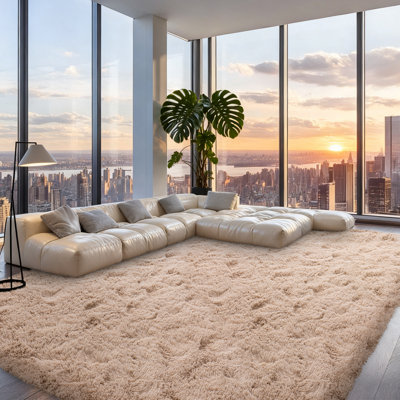 Silk-Cloud Series - Sleek Premium Velvet Area Rug Smooth Touch Silky Microfiber, Non-Slip & Shed-Free Minimalist Shag Rug for Bedroom