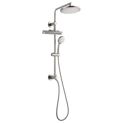 Douche FORNO ACQUA AcquaFALL, finition nickel brossé, douche de pluie, pomme de douche à main, jets de corps, débit de 2,5 GPM