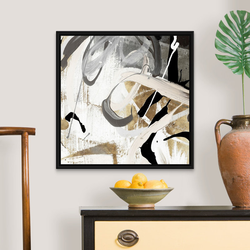 Tangled I - reproduction d'art sur toile, Toile avec cadre flottant, H 25,25 po x l 25,25 po, Noir