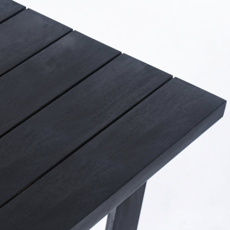 Outdoor Square Side Table, Wood, Black Color, Slat Panel Top, Cross - Stretcher Base, 18 Inches Wide, 17.2 Lb Package, Assembly Included Garden Tabletop, 18.22 High, Package Weight, Needed