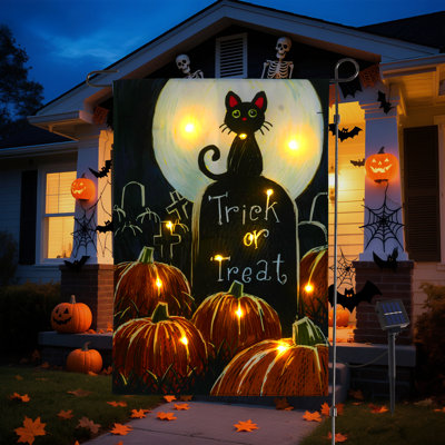 Solar Halloween Garden Flag With Lights, 12X18